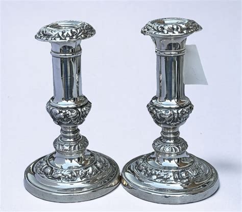 Pair Of Old Sheffield Plate Candlesticks C1820 Moorabool Antique