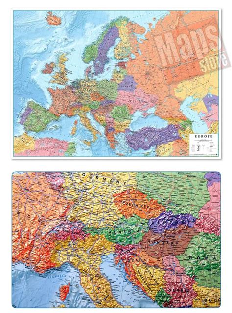 Mappa Murale Mappa Murale Deuropa Con Cartografia Politica E Fisica