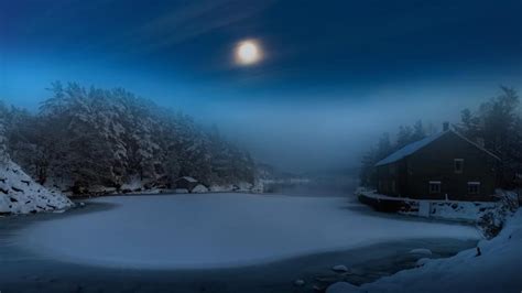 Frozen Lake In The Moonlight Wallpaper Backiee