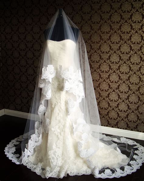 Cathedral Length Lace Circledrop Veil Floating Veil With