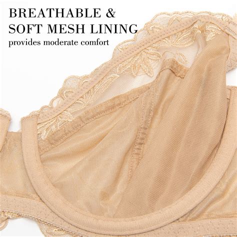 Wingslove Womens Sexy Lace Push Up Bra Plus Size Embroidered Sheer Unpadded Bra Underwire