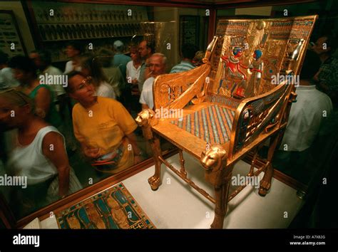 Egypt Cairo Egyptian Museum Tutankhamun Golden Throne Stock Photo