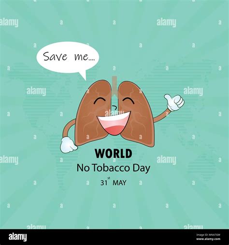 Lung Cute Cartoon Character And Stop Smoking Vector Logo Design Templatemay 31st World No