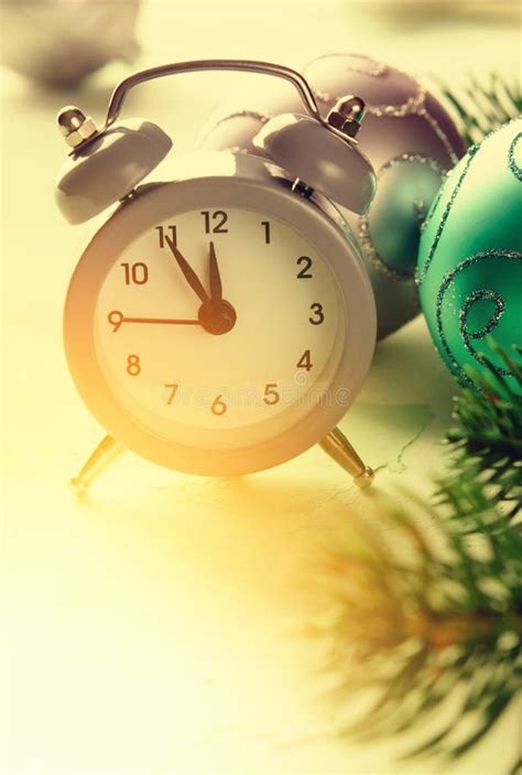 Grey Christmas Alarm Clock Showing Midnight New Years Eve With