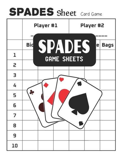 Spades Game Sheets Spades Score Sheets Card Game Paperback