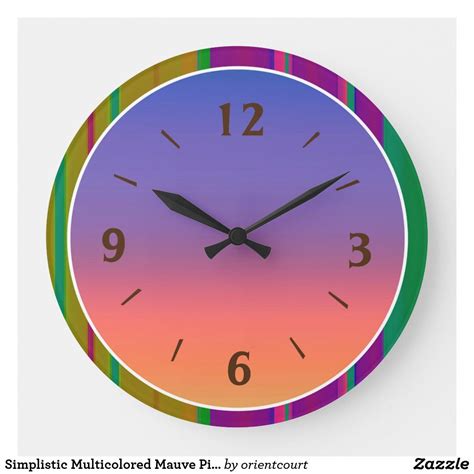 Simplistic Multicolored Mauve Pink Orange Large Clock Zazzle Clock