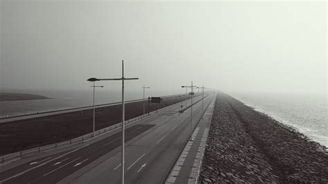 Free Images Sea Horizon Snow Black And White Fog Road Mist