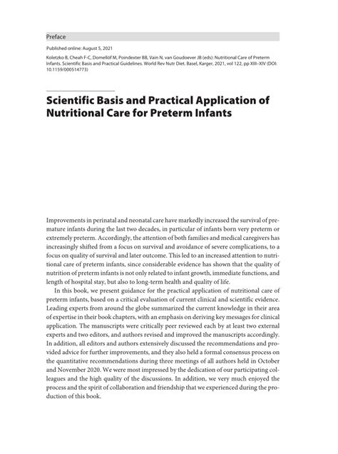 Pdf Scientific Basis And Practical Application Of Nutritional Care