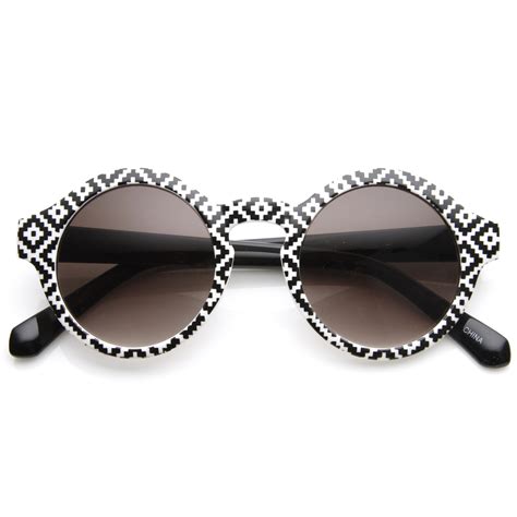Retro Indie Hipster Fashion Round Pattern Sunglasses 8688 Zerouv