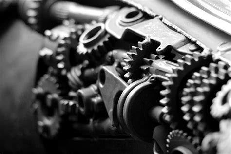 Black And White Engine Gears Free Stock Photo Public