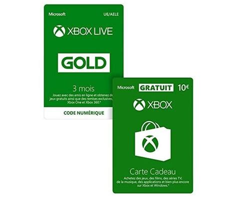 Amazon Xbox Live Gold 3 Mois 10 € De Carte Cadeau à 1999