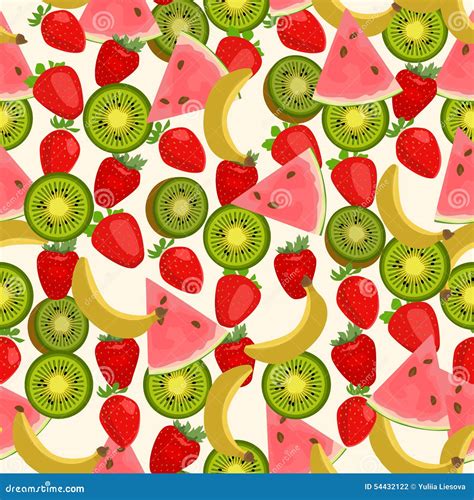 Seamless Colorful Background Made Of Kiwi Watermelon Banana An Stock