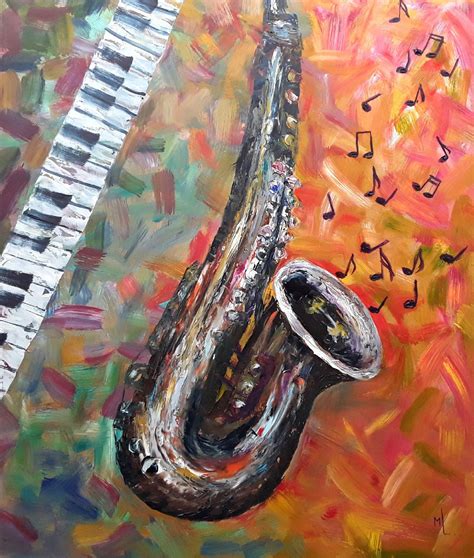 Saxophone Painting Musical Instruments Original Painting Etsy