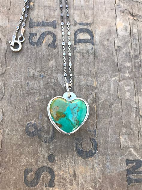 turquoise heart silver necklace us turquoise american mined gemstone on sterling silver chain