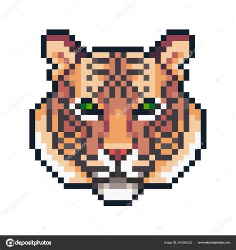 Pixel Art Tiger Isolated White Background Stock Vector By ©kmarfu 203363522