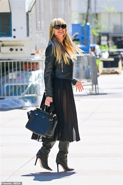 Heidi Klum Flashes Her Pert Derriere In Sheer Black Dress With A Leather Jacket Duk News
