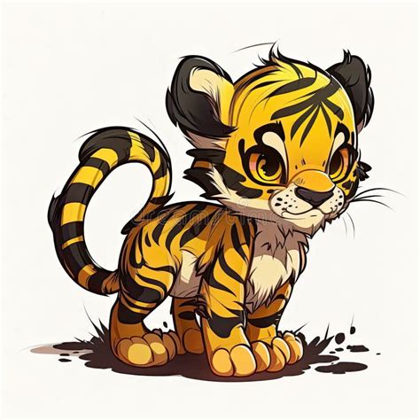 Illustration Of A Cute Baby Tiger On White Background Generative Ai