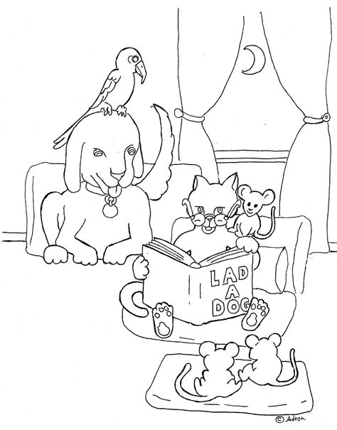 Visit our new printables page on our website or follow our pinterest board. Coloring Pages for Kids by Mr. Adron: Cat Reading Book ...