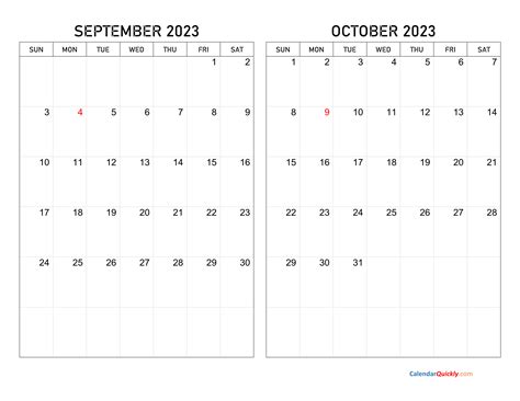 September 2023 And October 2023 Calendar Oct 2023 Calendar Vrogue