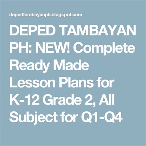 Deped Tambayan Ph New Complete Ready Made Lesson Plans For K 12 Grade