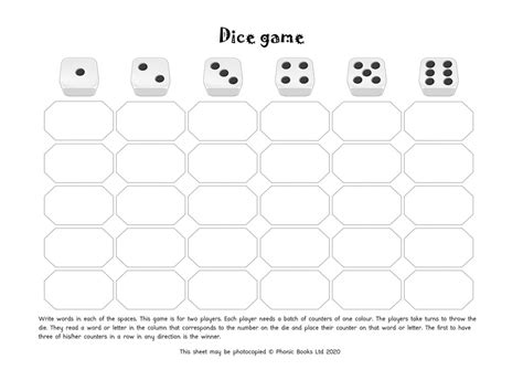 Printable Action Dice