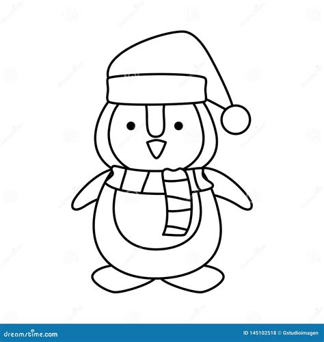 Cute Penguin With Santa Claus Hat Stock Vector Illustration Of Animal