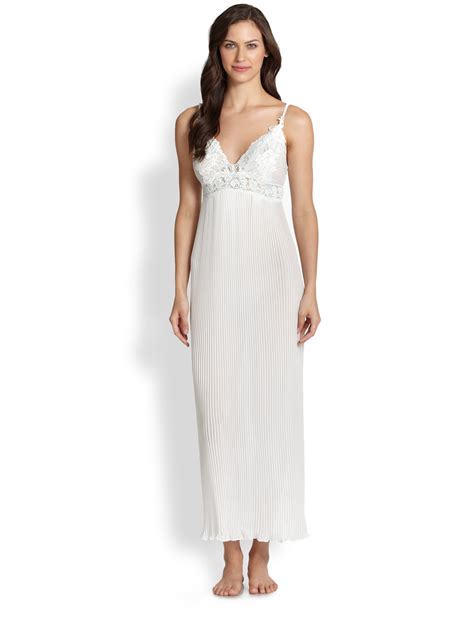 Lyst Jonquil Pleated Chiffon Sleep Gown In Natural