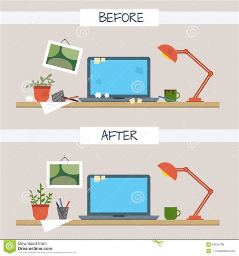 Dirty And Clean Work Table Stock Vector Illustration Of
