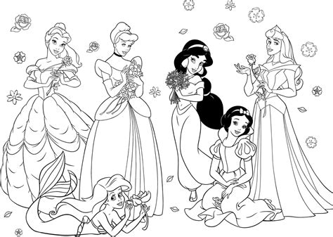 All Disney Princesses Together Coloring Pages At Getdrawings Free