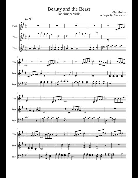 Beauty And The Beast Violin Sheet Music Free Printable
