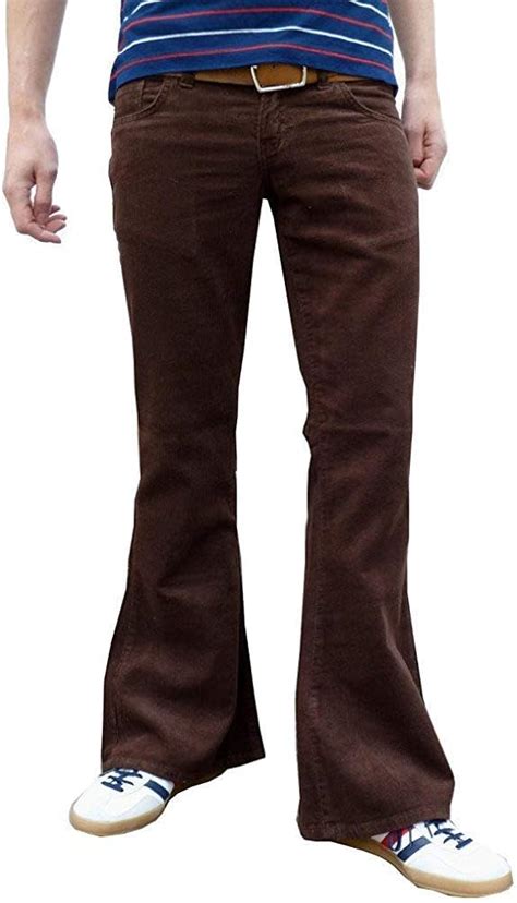 Mens Retro Brown Bell Bottoms Flares Cord Flares Vintage Pants Amazon