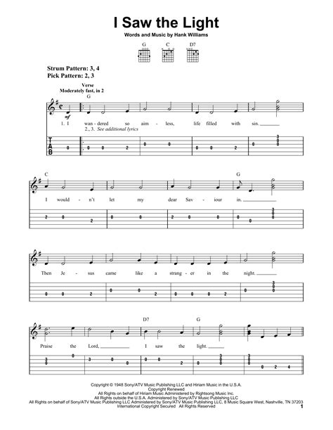 I Saw The Light By Hank Williams Easy Guitar Tab Guitar Instructor