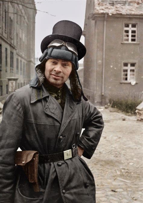Gentlemen Soviet Tank Crew Member Posing For Photographer Berlin