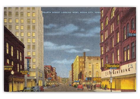 Sioux City Iowa Fourth Street Looking West Vintage And Antique