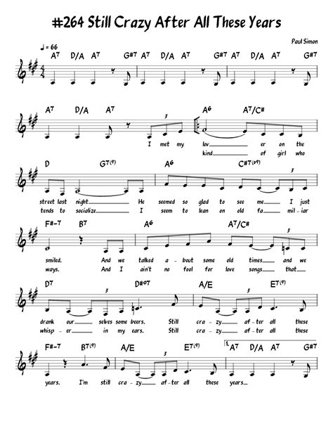 Still Crazy After All These Years Sheet Music Simon And Garfunkel