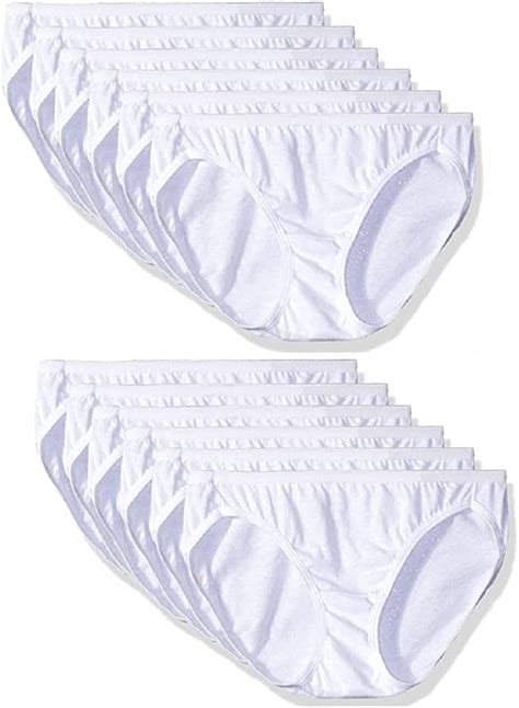 Hanes 12 Pack 100 White Cotton Bikini Underwear Women