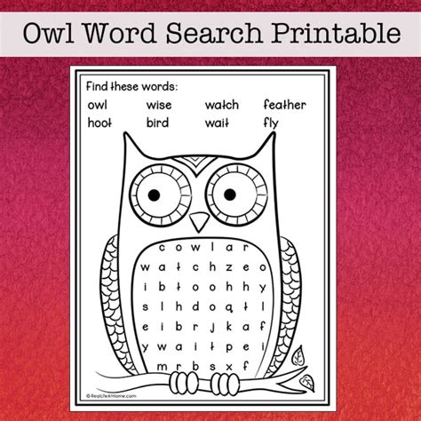 Owl Word Search Printable Easy Word Find For Kids