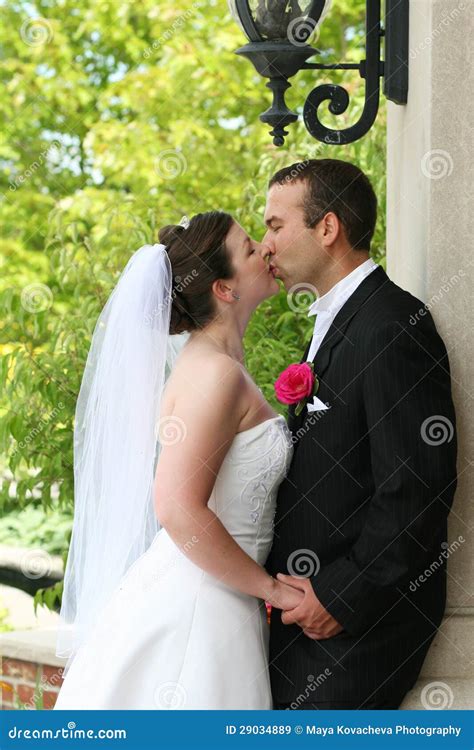Bride And Groom Kissing Stock Image Image Of Exciting 29034889
