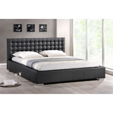 Olee sleep queen size platform bed frame with wood headboard. Madison Black Modern Bed with Upholstered Headboard (Queen ...