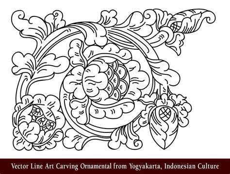 Seni Ukir Yogyakarta Vector Line Art Carving Ornamental From Yogyakarta