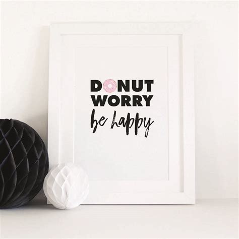 Donut Worry Be Happy Typographical Print By Project Pretty