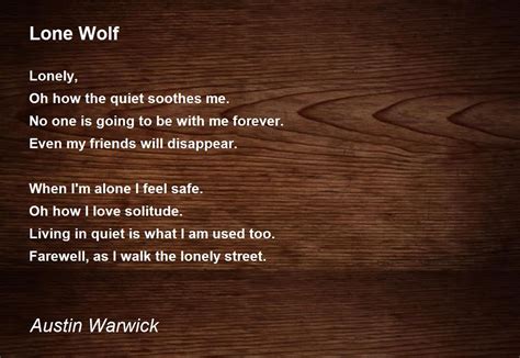 Lone Wolf Lone Wolf Poem By Austin Warwick