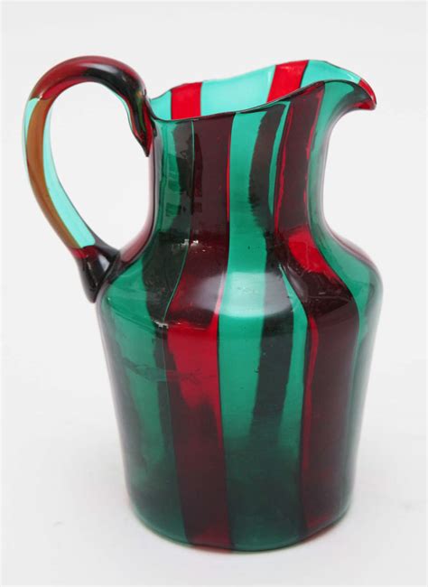 Red And Green Murano Glass Pitcher By Venini At 1stdibs