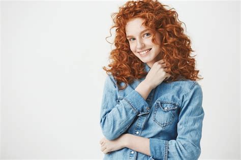 Free Photo Playful Beautiful Redhead Girl Smiling Copy Space