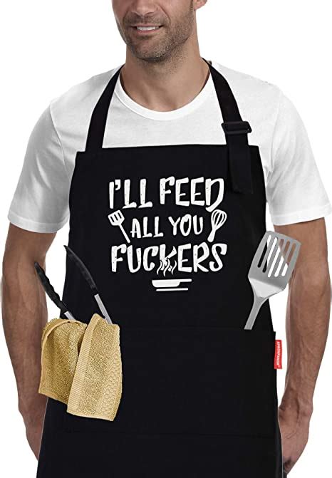 Ill Feed All You Funny Black Bbq Chef Aprons For Men Women With 2