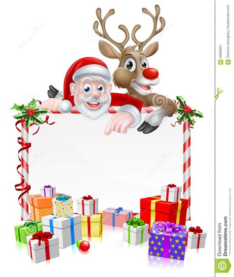 Free for commercial use no attribution required high quality images. Santa and Reindeer Sign stock vector. Illustration of dear ...