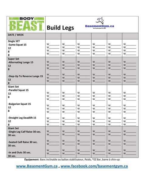 So what is a beast? Body Beast Build Legs Worksheet | Body beast, Workout sheets, Body beast workout sheets