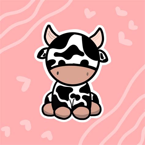 Cute Kawaii Cow Sticker Vinyl Glossy Etsy