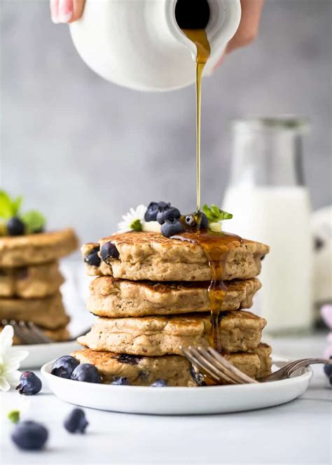 Fluffy And Healthy Blueberry Pancakes Recipe Joyful Healthy Eats