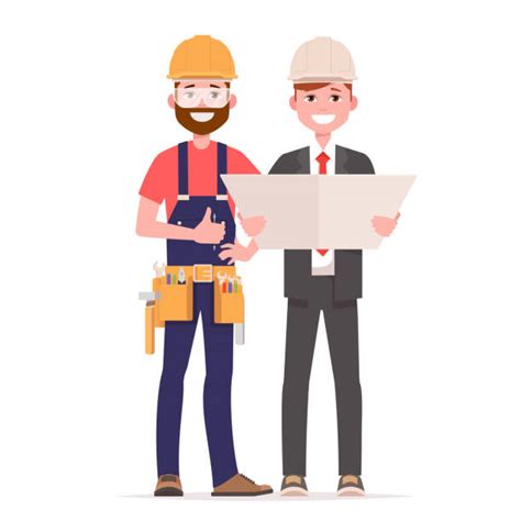 Engineer Management Team White Hat Vector Illustrations Royalty Free